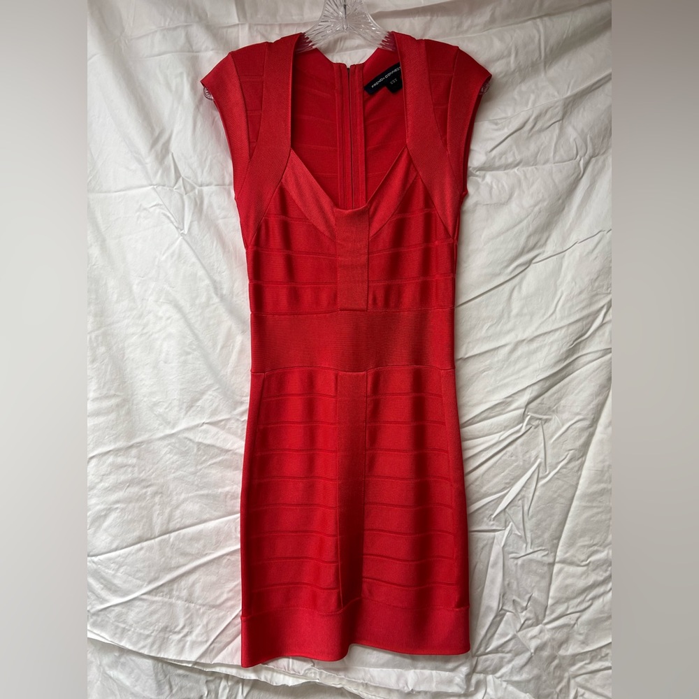 French connection bandage dress. So comfortable and stretchy + smooths curves!